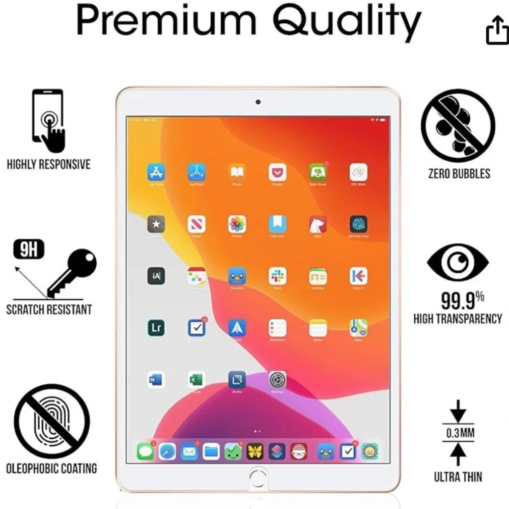 Tempered Glass Screen Protector for ipad 10.2 inch; Anti-Scratch/High Definition